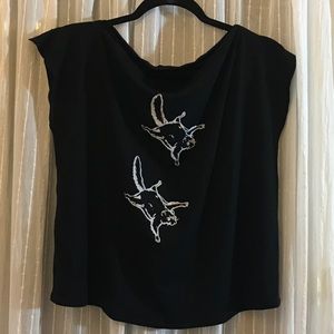 Matrushka Construction Black Modal Cowl Neck Sleeveless Tee Size M